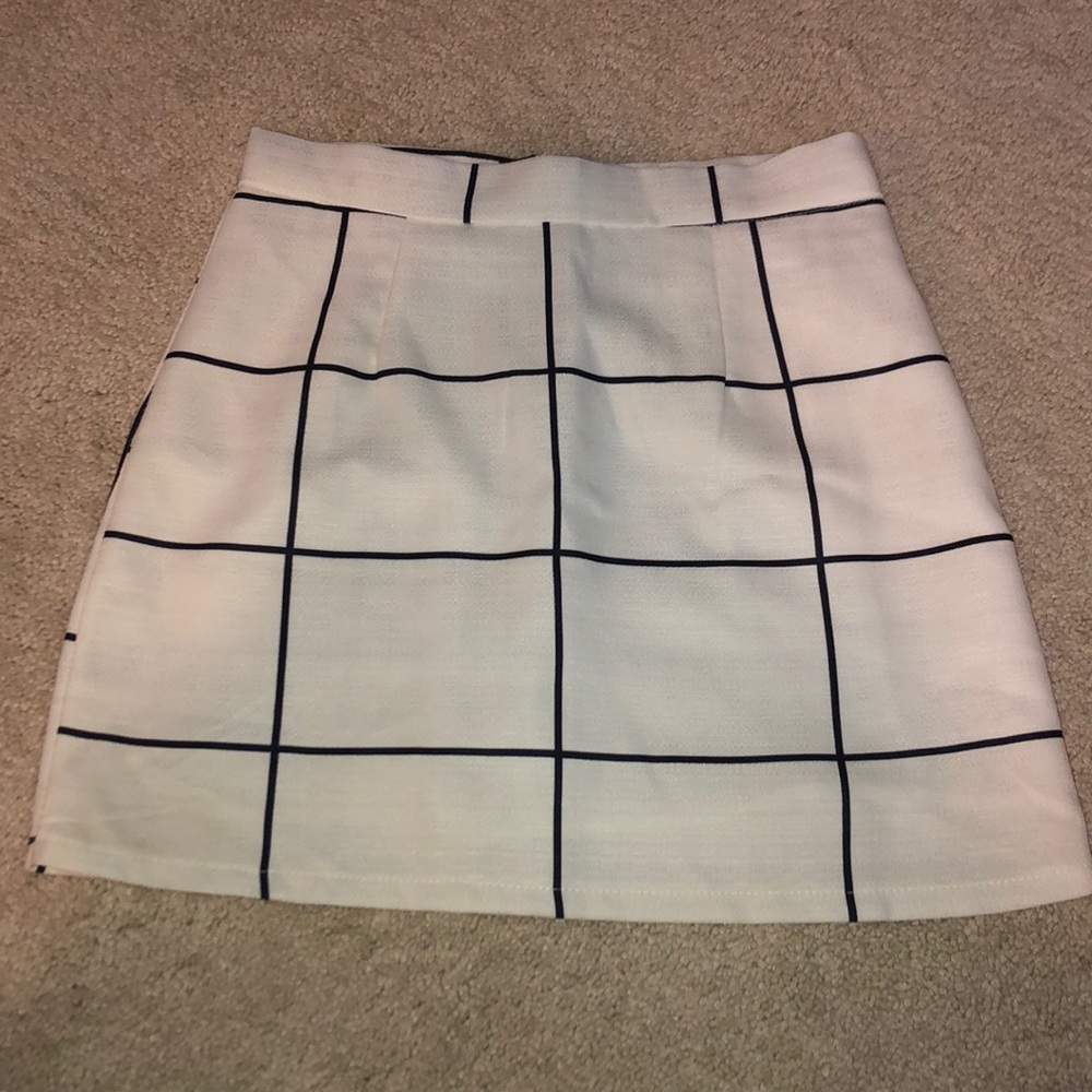 White & Navy Checkered Skirt